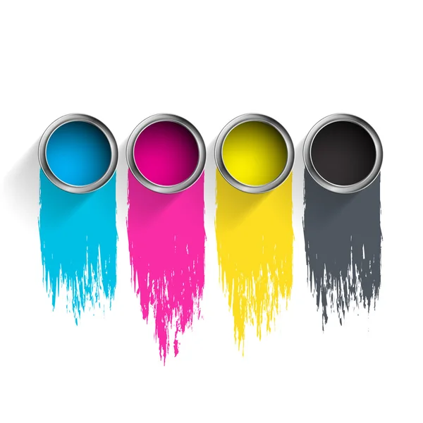 Cubo de pintura CMYK . — Vector de stock