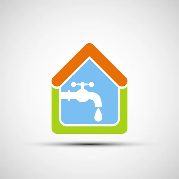Logo House and tap water. — Stock Vector