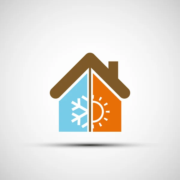 Logotyp med klimatreglering hem. — Stock vektor