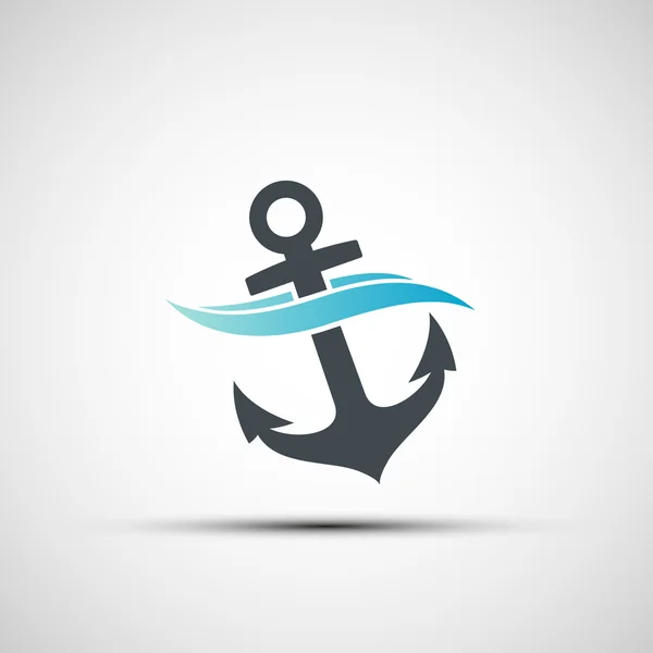 Ship anchor and wave. — Stock Vector