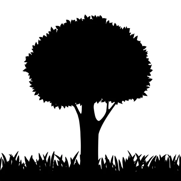 Silueta stromu a trávy. — Stockový vektor