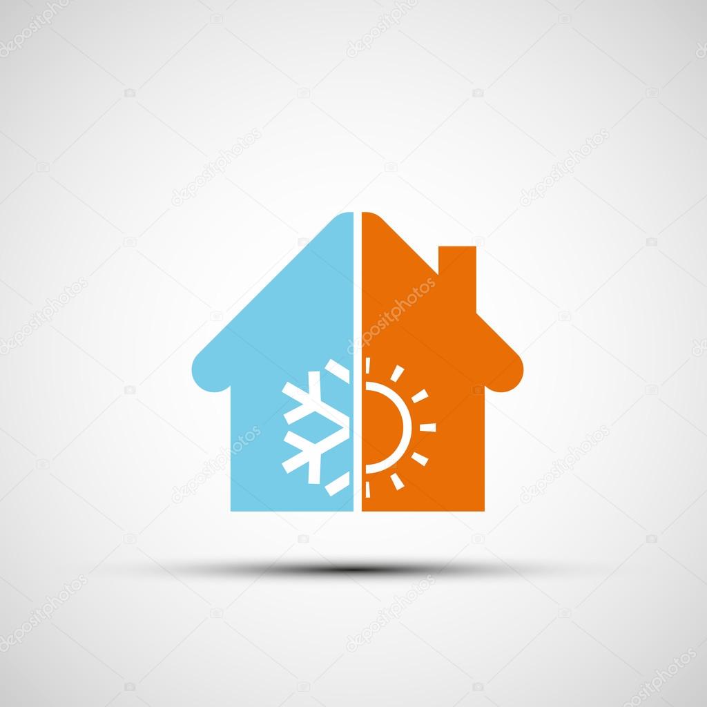 Logo home with climate control. Vector image.