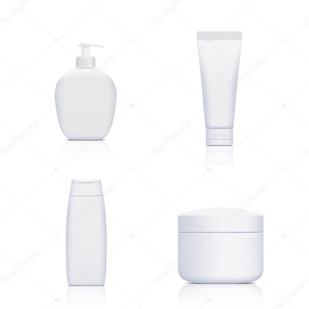 Set of containers with cosmetics