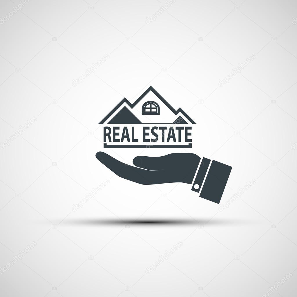 Hand holds the house. Vector image.