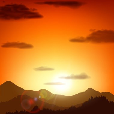 Dağ manzarası. Hisse senedi illüstrasyon.