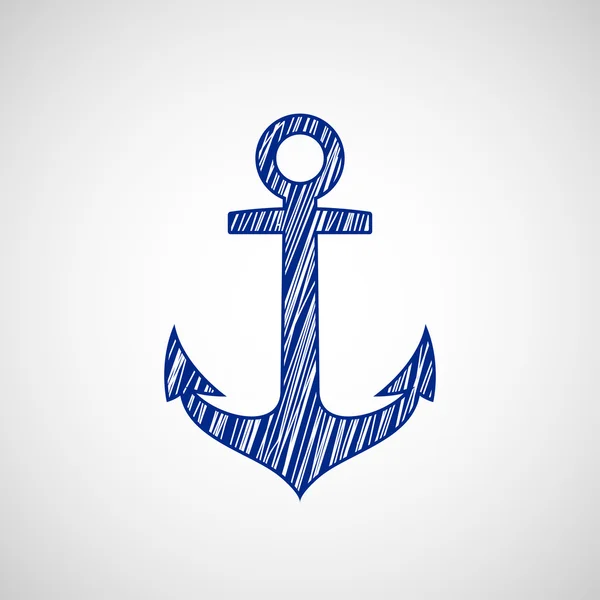 Ship anchor drawn on paper. — Stock Vector