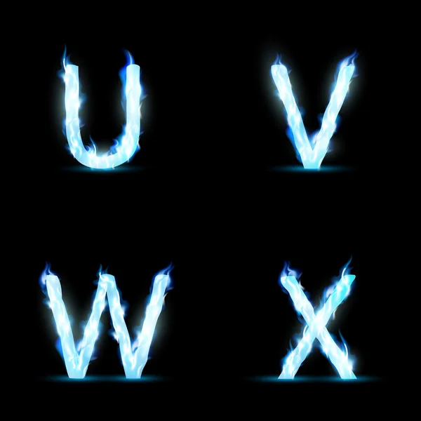 Conjunto de letras en llama azul — Archivo Imágenes Vectoriales