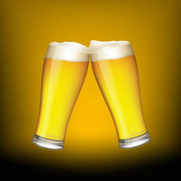 Deux verres de bière — Image vectorielle