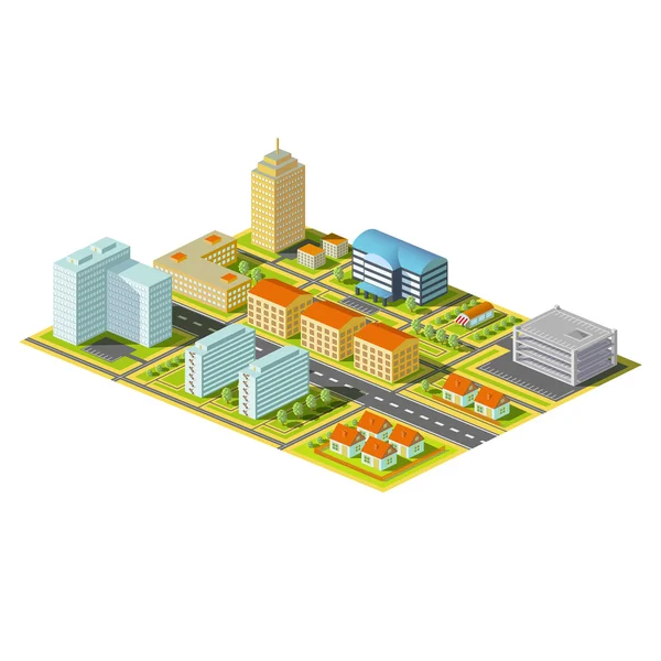 Isometric city. Stock illustration. — Stock Vector