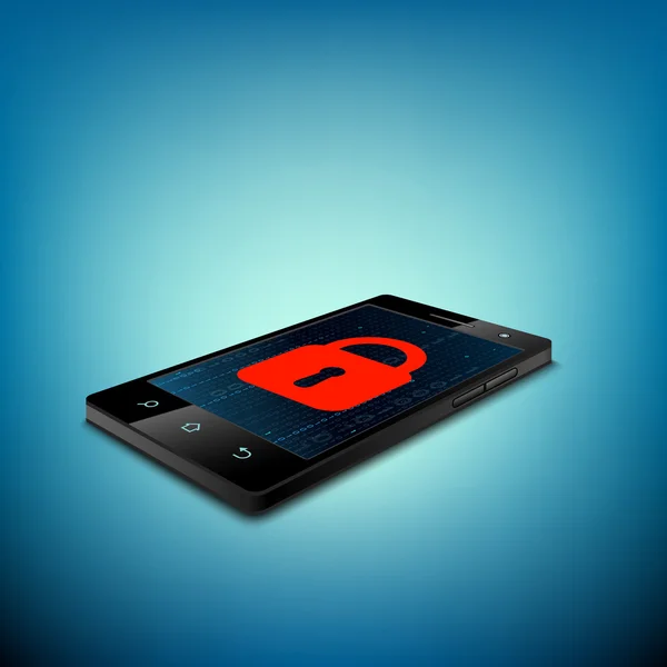 智能手机屏幕上的红色锁 — 图库矢量图片