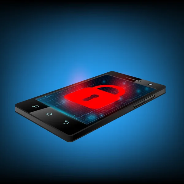 Bloqueo rojo en la pantalla del teléfono inteligente . — Vector de stock