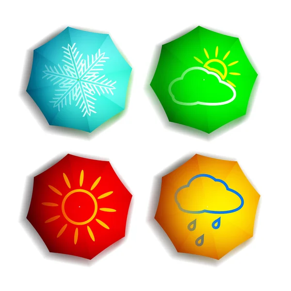 Set of multicolored umbrellas. Seasons — Stock Vector