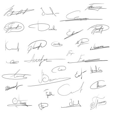 Set of signatures. Doodle image clipart