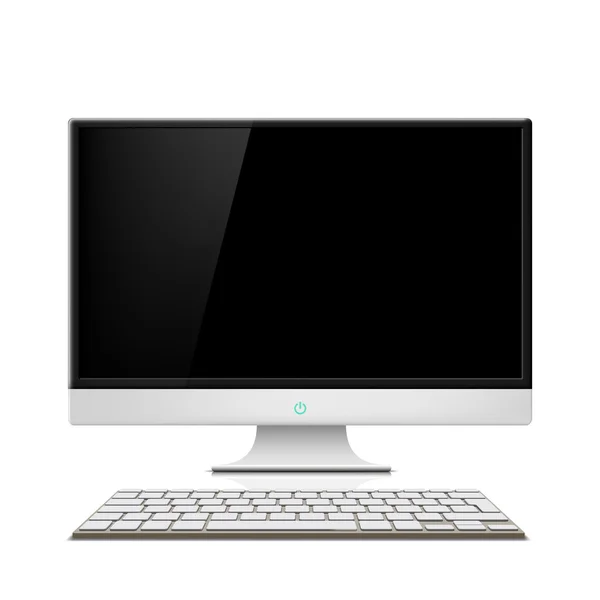 Monitor y teclado aislados en blanco — Vector de stock