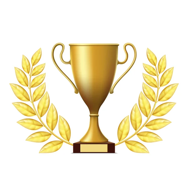 Χρυσό Κύπελλο νικητής με στεφάνι — Διανυσματικό Αρχείο