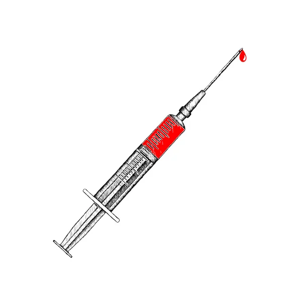 Medical syringe. Doodle image — Stock Vector