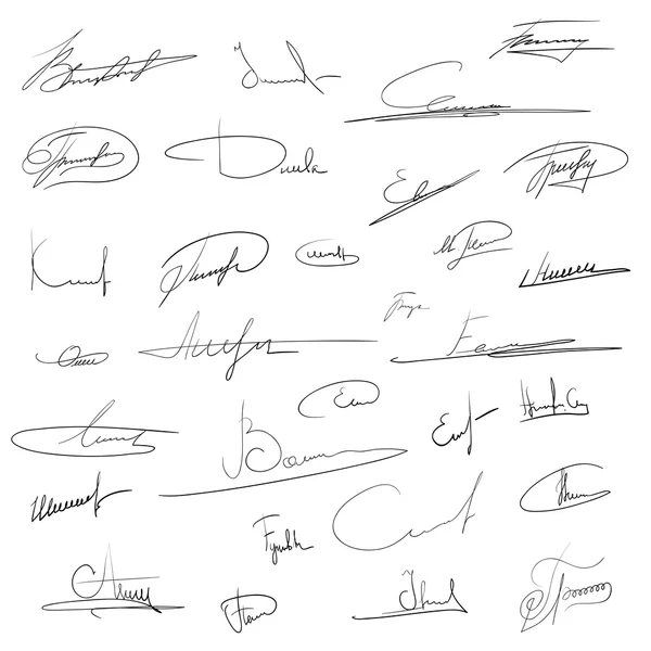 Set of signatures. Doodle image — Stock Vector