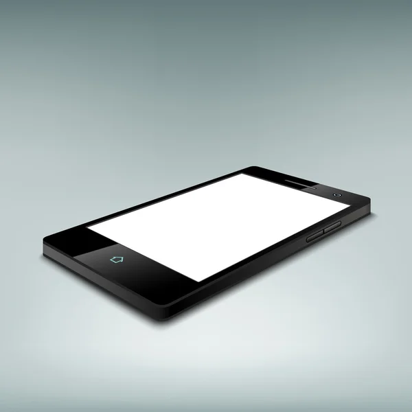 Smartphone negro con pantalla blanca — Vector de stock