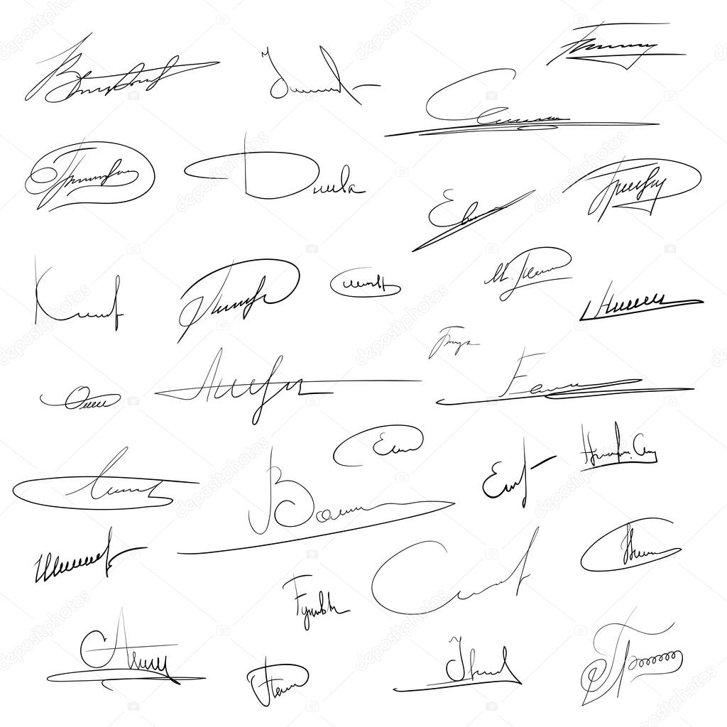Set of signatures. Doodle image