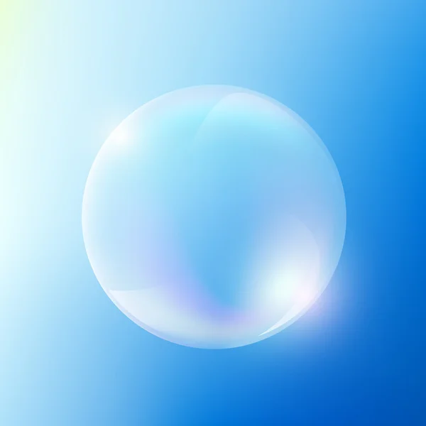 Soap bubble on blue — Stock Vector