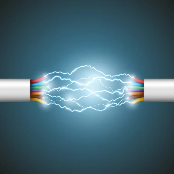 Arco eléctrico entre cables — Vector de stock