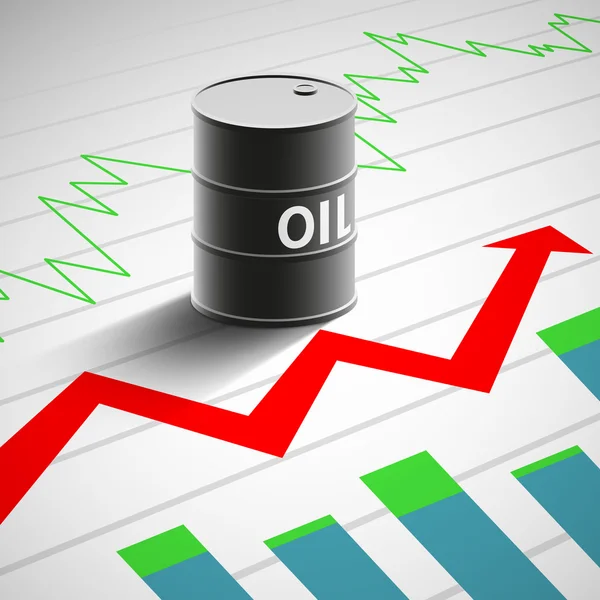 Grafikler ve arka plan üzerinde petrol varil — Stok Vektör