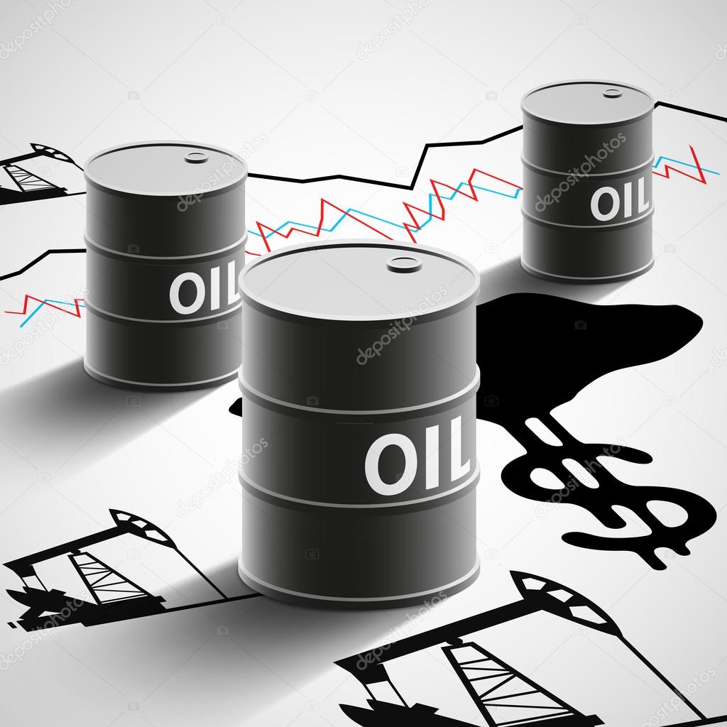 Barrels of oil, graphics, oil pumps