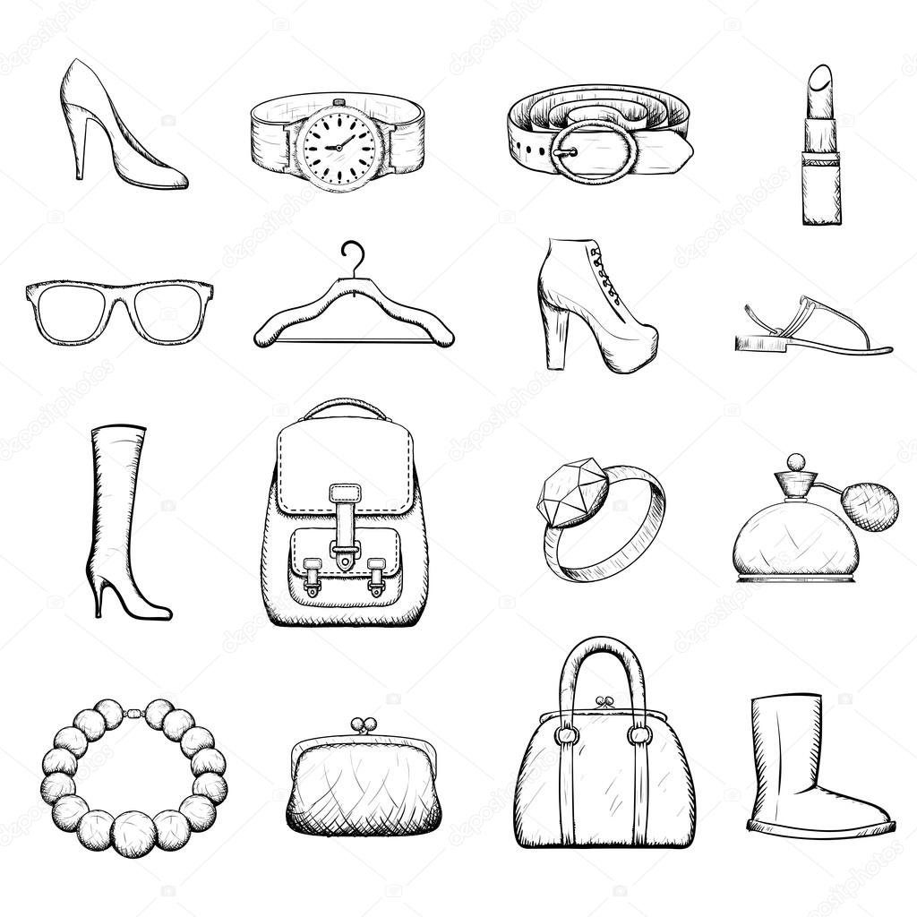 accessories. Stock illustration.
