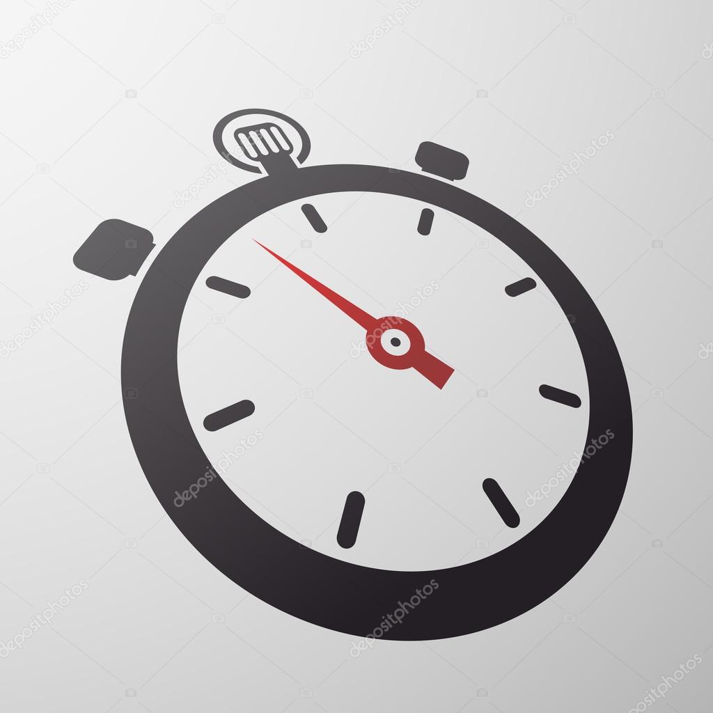 Emblem sports stopwatch with an arrow. Stock vector image.