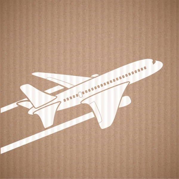 Silueta del avión sobre el cartón — Vector de stock