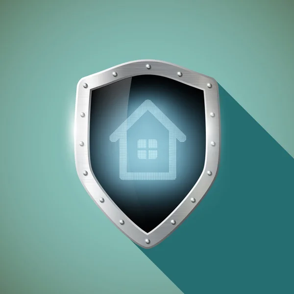 House on the metal shield — Stock Vector