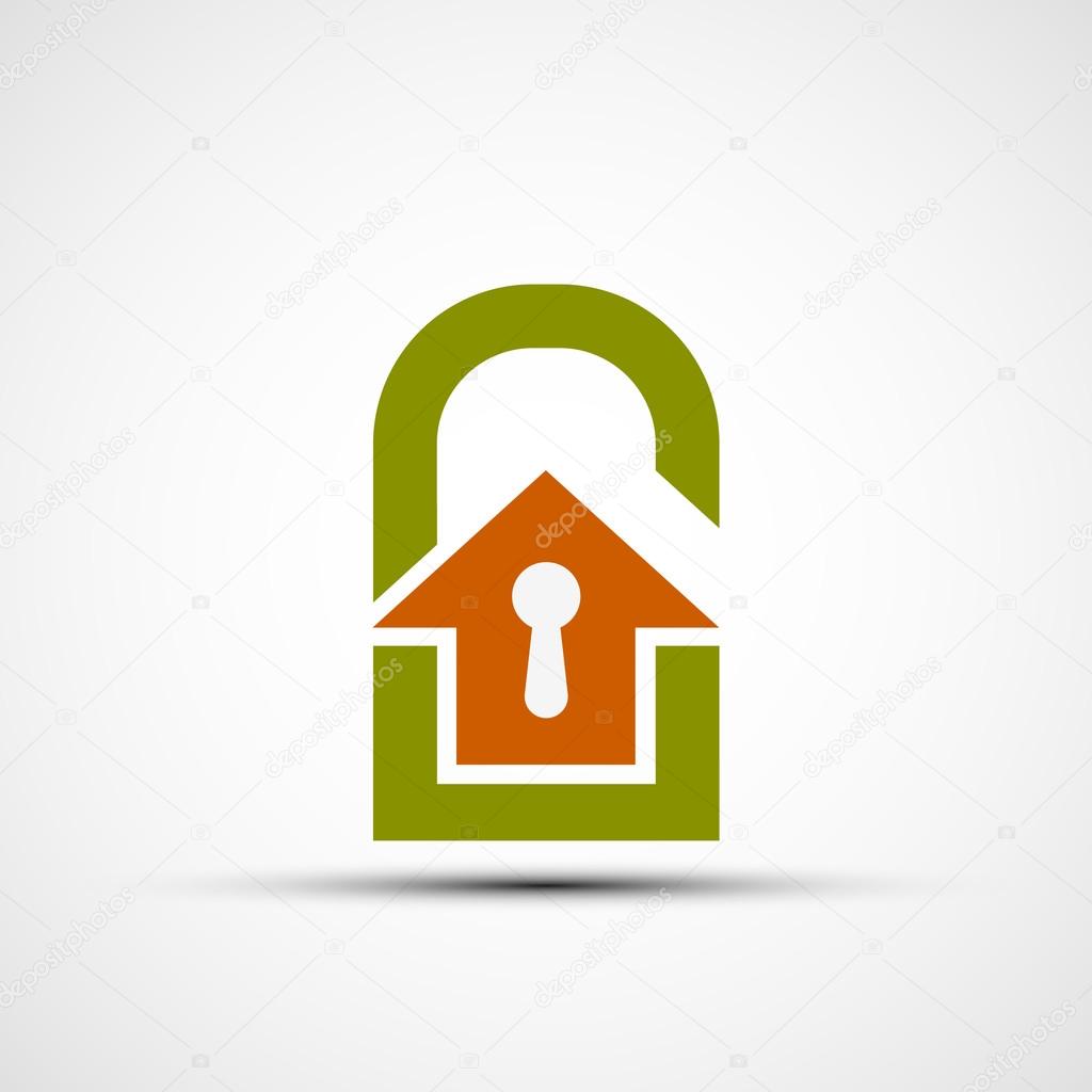 Logo real estate in the form of a door lock. Flat design. Stock vector illustration.