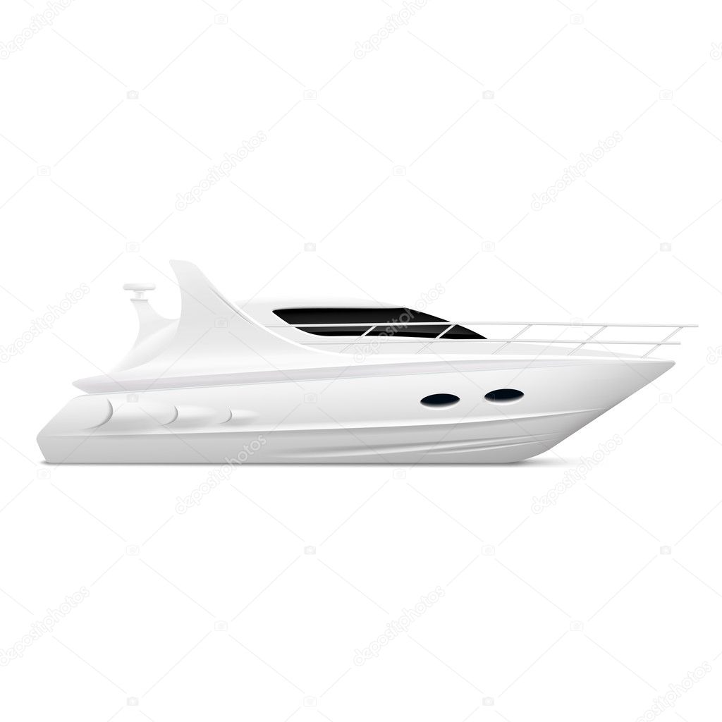 White yacht. Stock illustration.