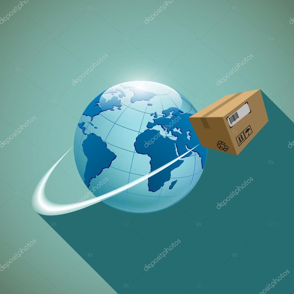 Cardboard box. Cargo delivery. Stock vector illustration.