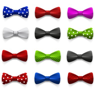 Çok renkli papyon kümesi.