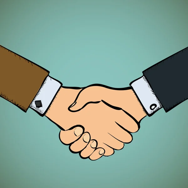 Два бізнесмени тремтять руками — стоковий вектор