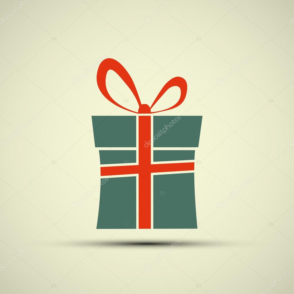 Icon of gift box. Stock vector illustration.