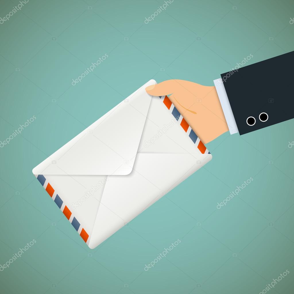 Postman. Hand with envelope