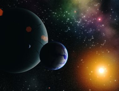 Exoplanets in outer space clipart