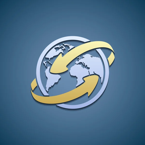 Logo planeet aarde met pijlen. — Stockvector