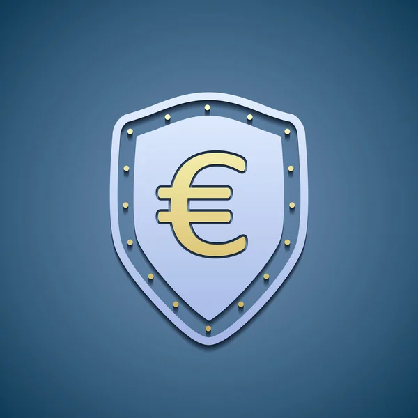 Euro sinal em um escudo . —  Vetores de Stock