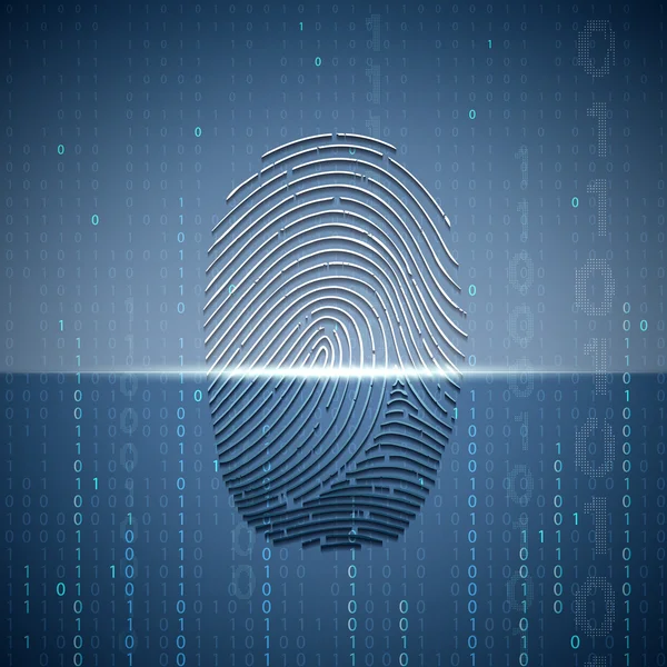 Scanning a fingerprint. Technology background. — Stock Vector