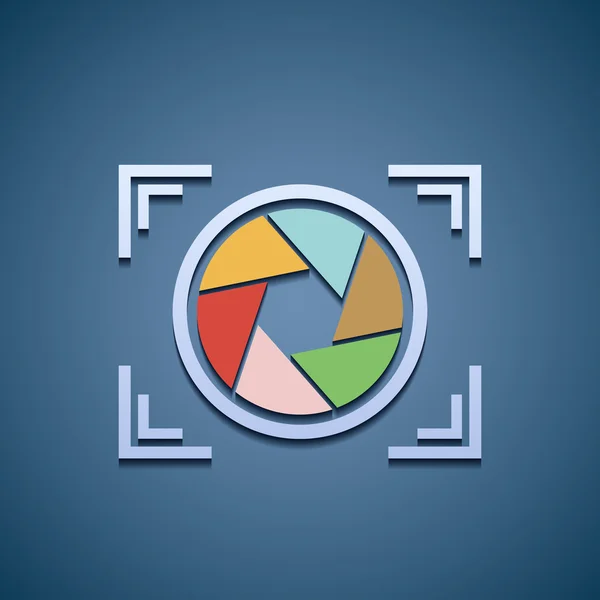 Telecamera apertura icona . — Vettoriale Stock