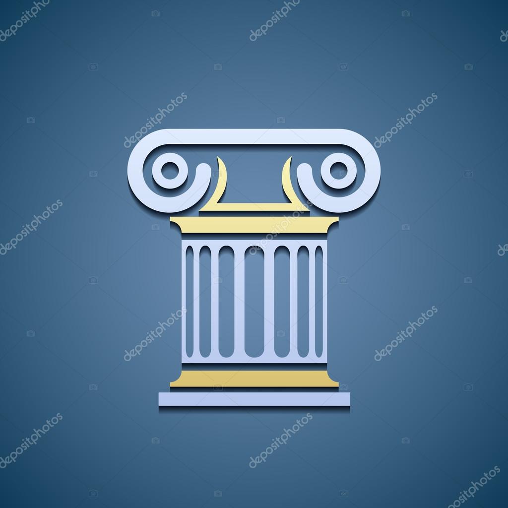 Logo marble column. Flat graphics. Stock vector image.
