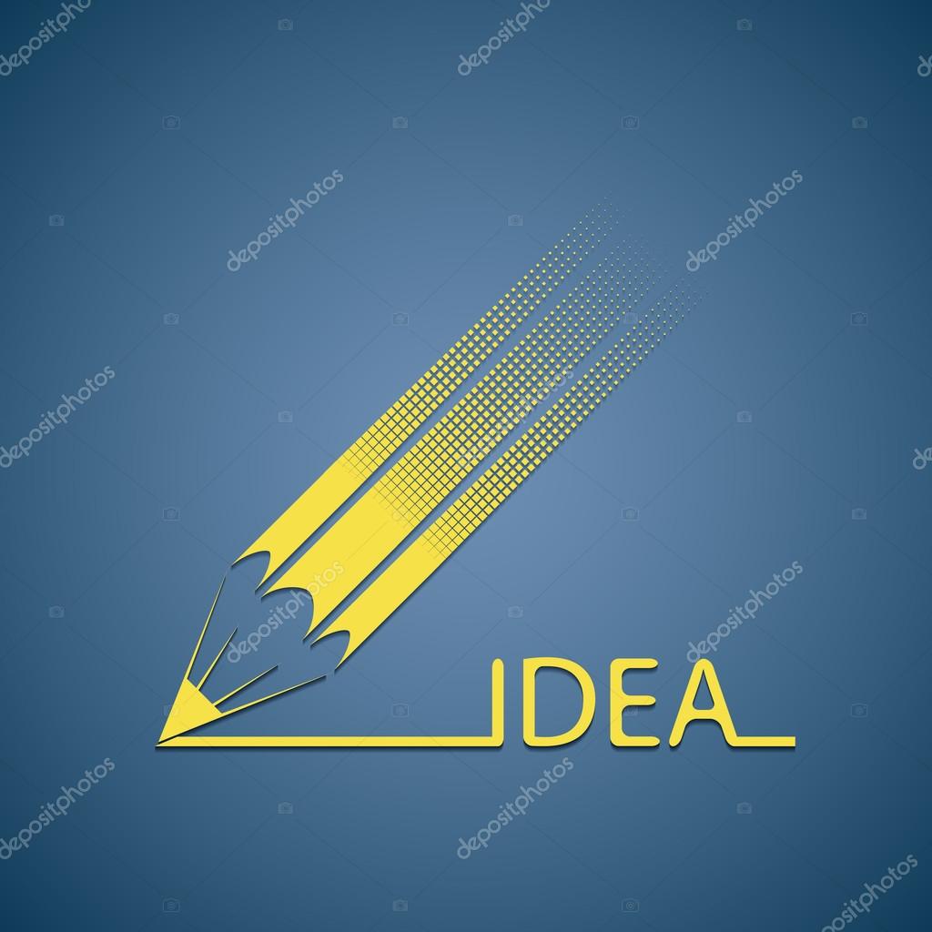 Icon pencil writes the word idea. Stock vector illustration.