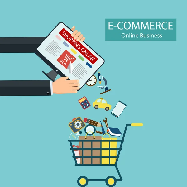 E-ticaret. Online alışveriş. — Stok Vektör