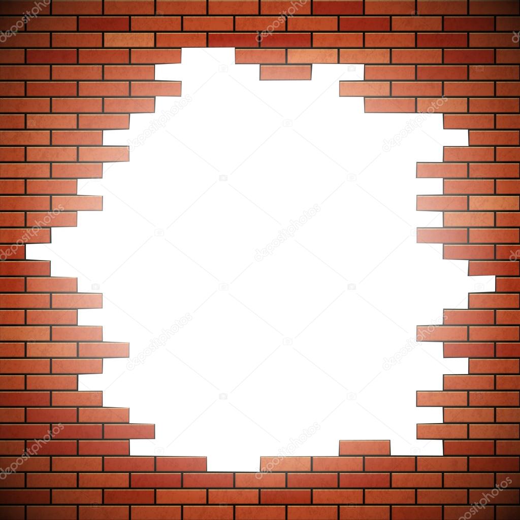 White hole in red brick wall