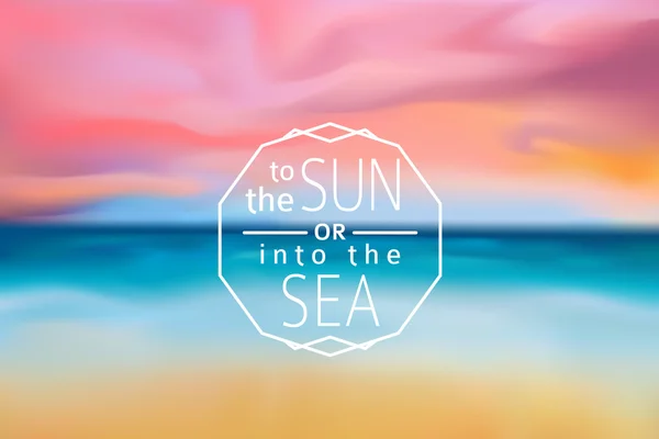 Atardecer playa borrosa fondo con signo de línea parael sol o en el mar — Archivo Imágenes Vectoriales