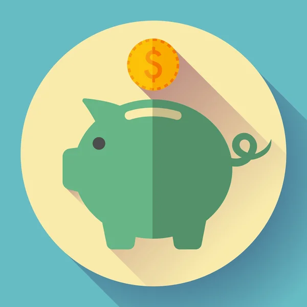 Piggy bank with a coin — Stock Vector