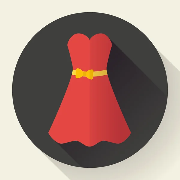 빨간 드레스-클래식 패션입니다. 평면 스타일 아이콘 — 스톡 벡터